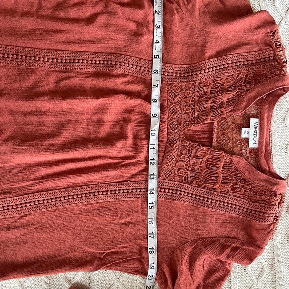 Westport Vibrant Spice Color 3/4 Sleeve Ruffle Rayon Blouse Women’s Size XS-M - Picture 12 of 13